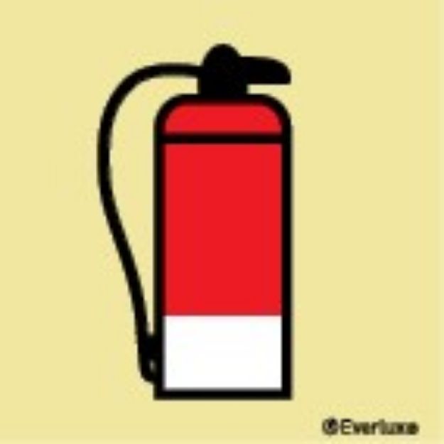 Powder fire extinguisher IMO LLL sign